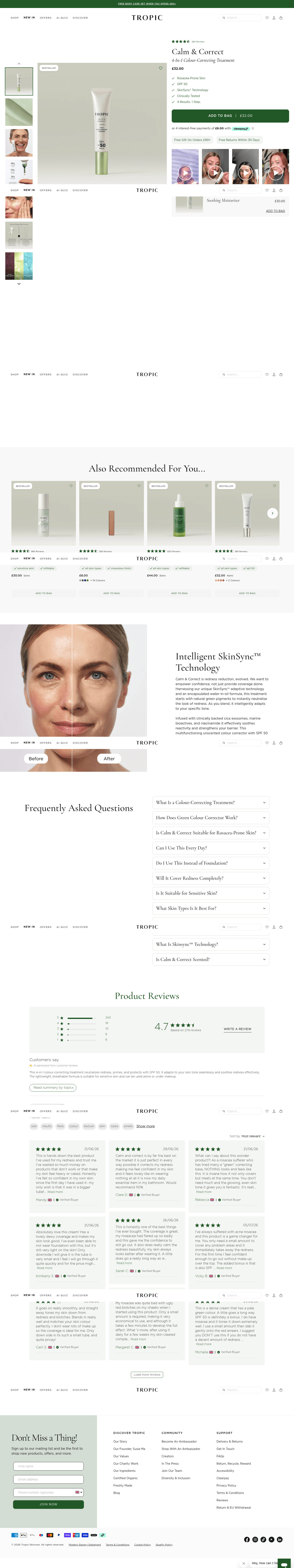 Tropic Skincare Ltd landing page
