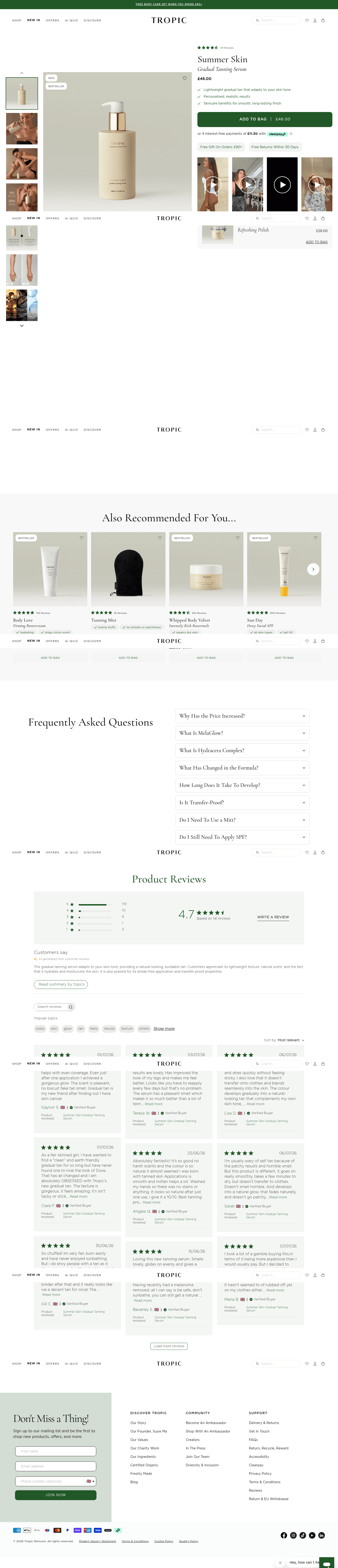 Tropic Skincare Ltd landing page