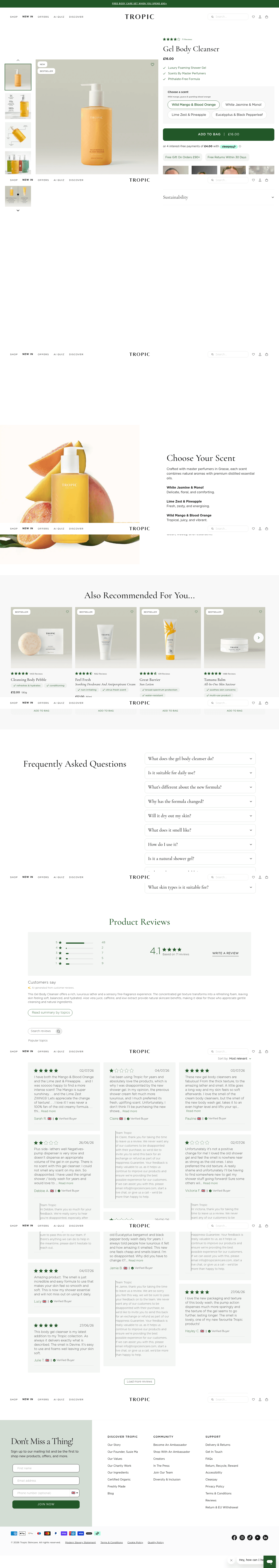 Tropic Skincare Ltd landing page