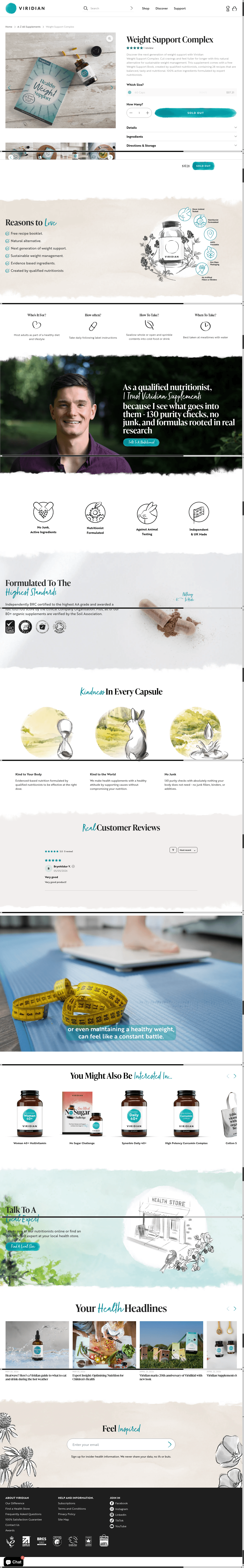 Viridian Nutrition landing page