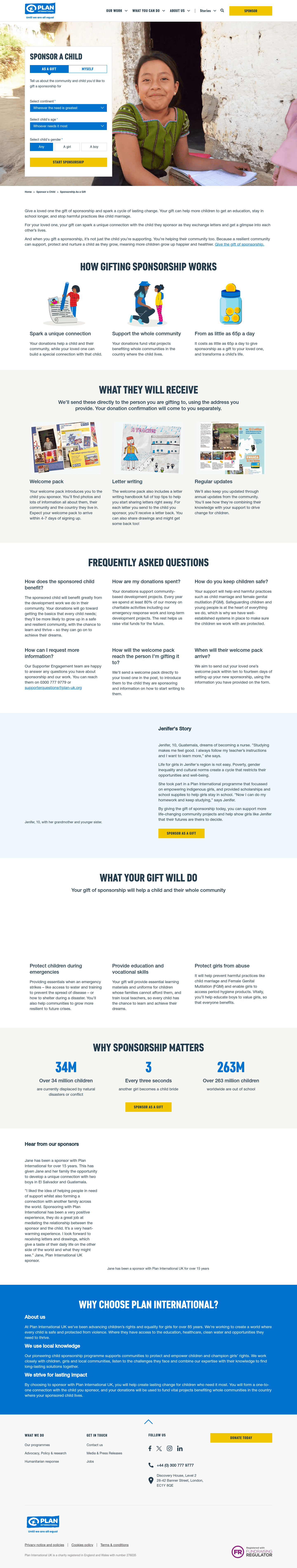 Plan International UK landing page