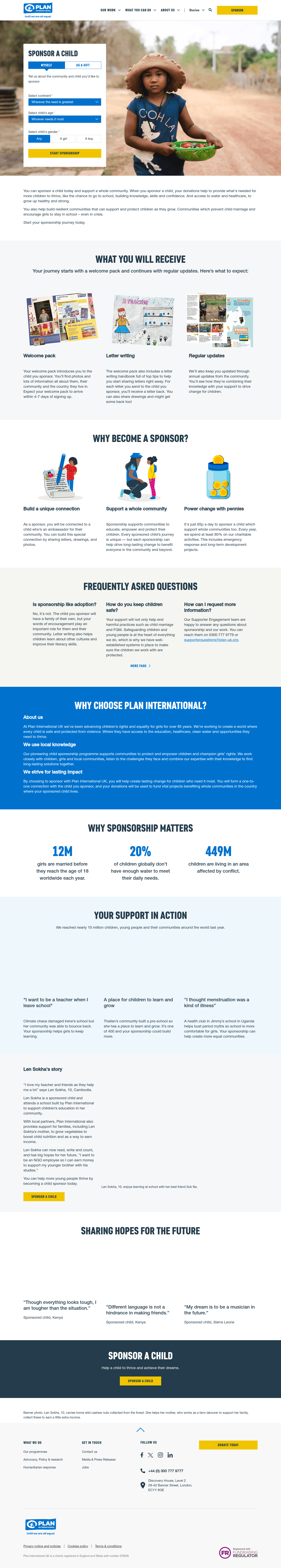 Plan International UK landing page