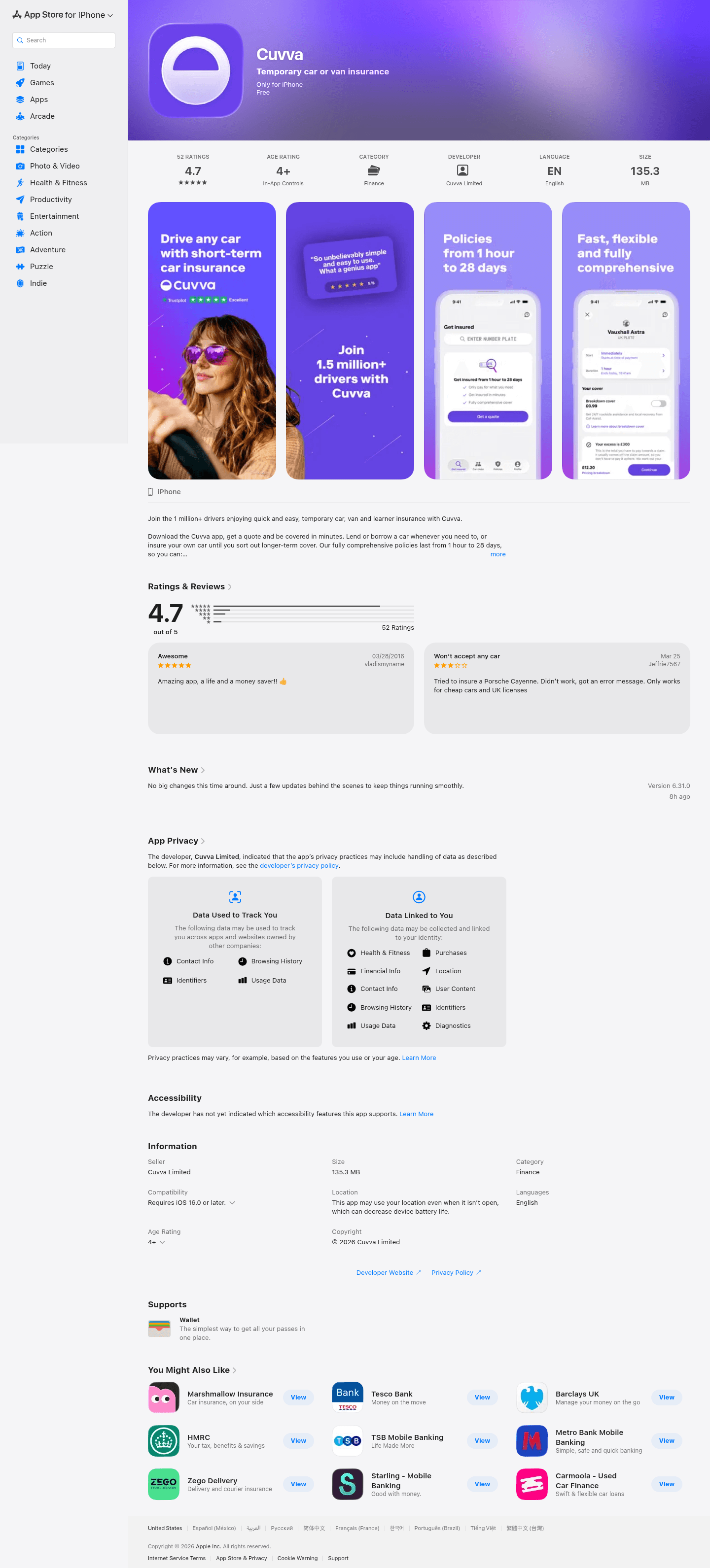 Cuvva landing page
