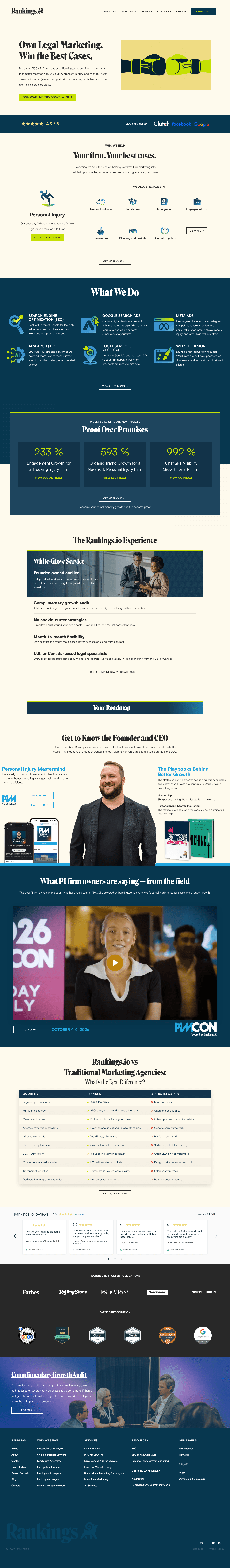 Rankings landing page
