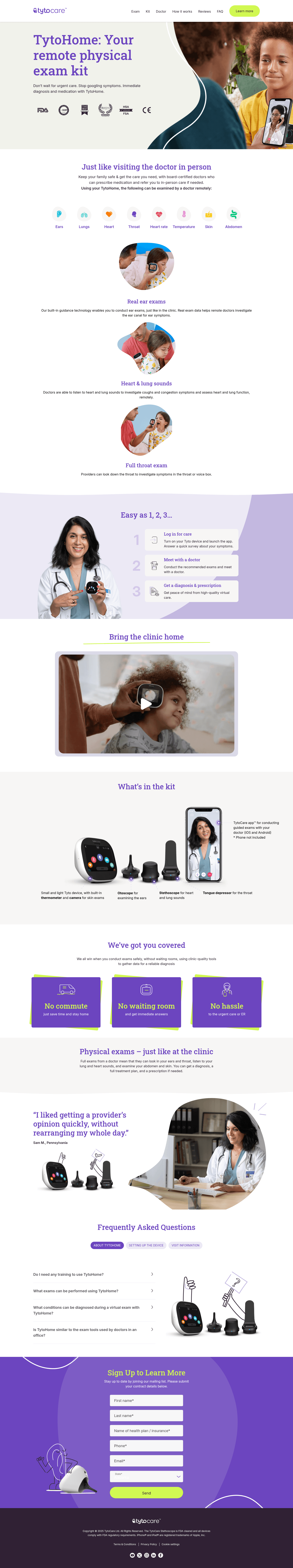 TytoCare landing page