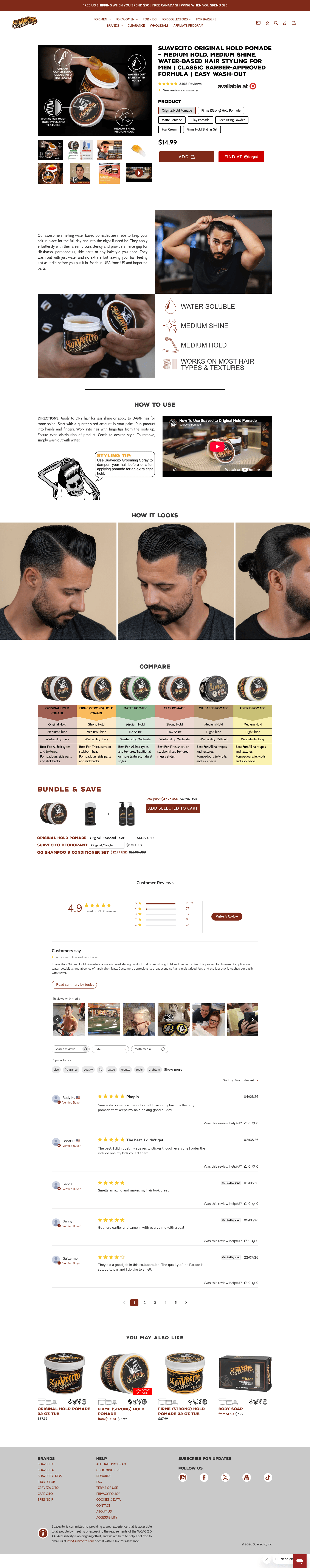 Suavecito, Inc. landing page