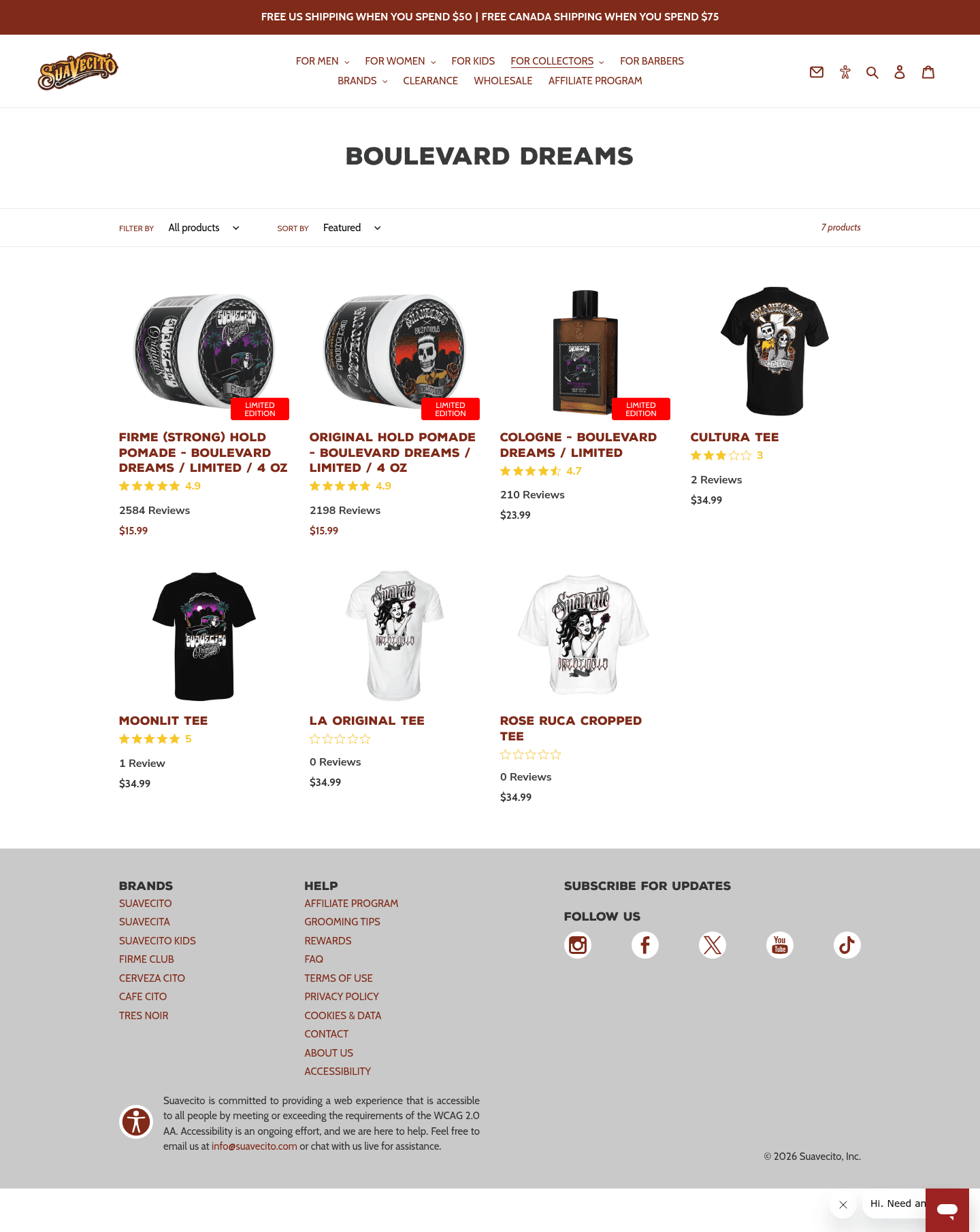 Suavecito, Inc. landing page