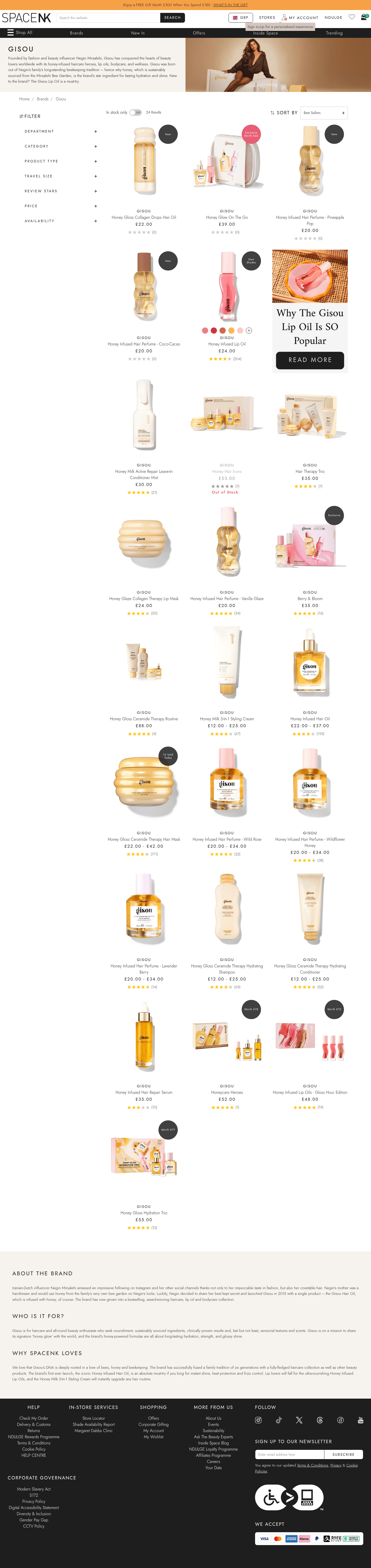 Space NK landing page