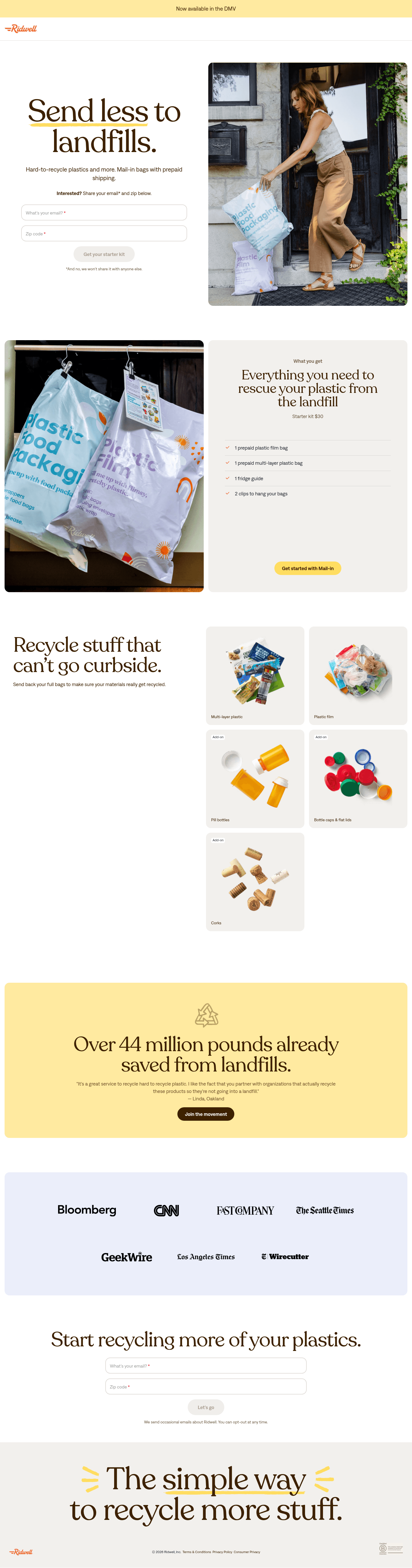 Ridwell landing page