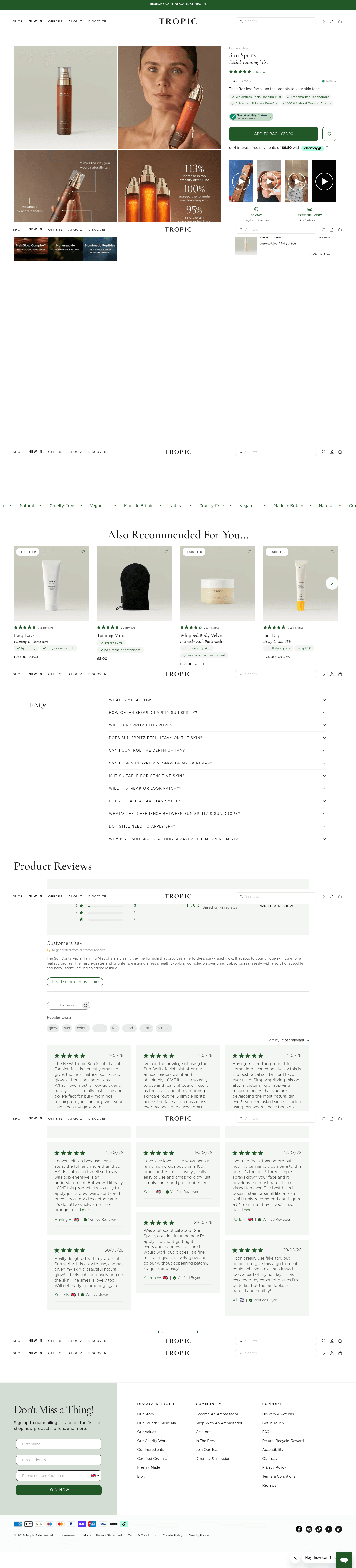 Tropic Skincare landing page