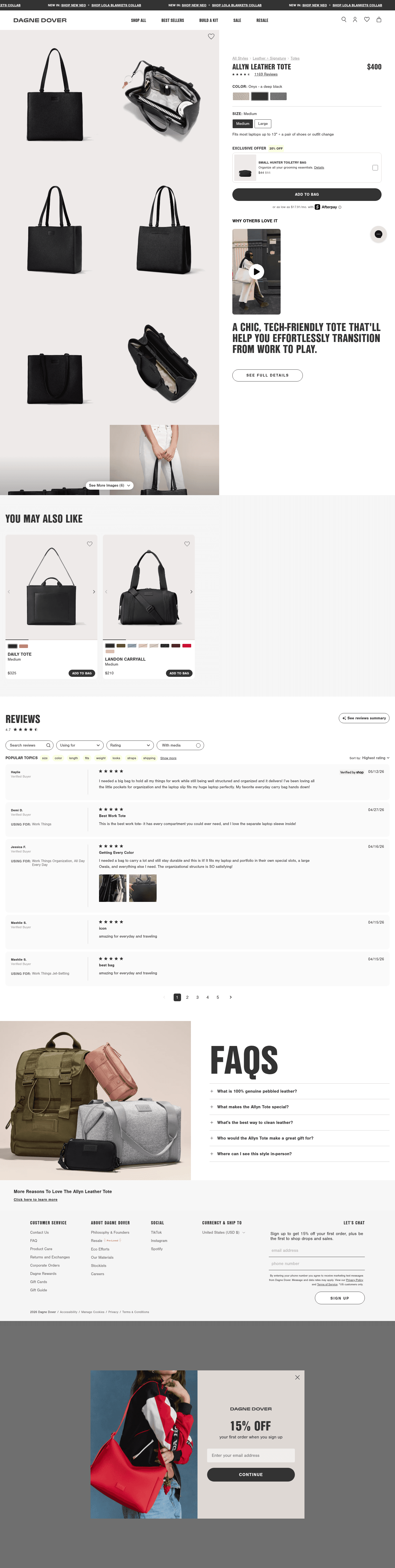 Dagne Dover landing page