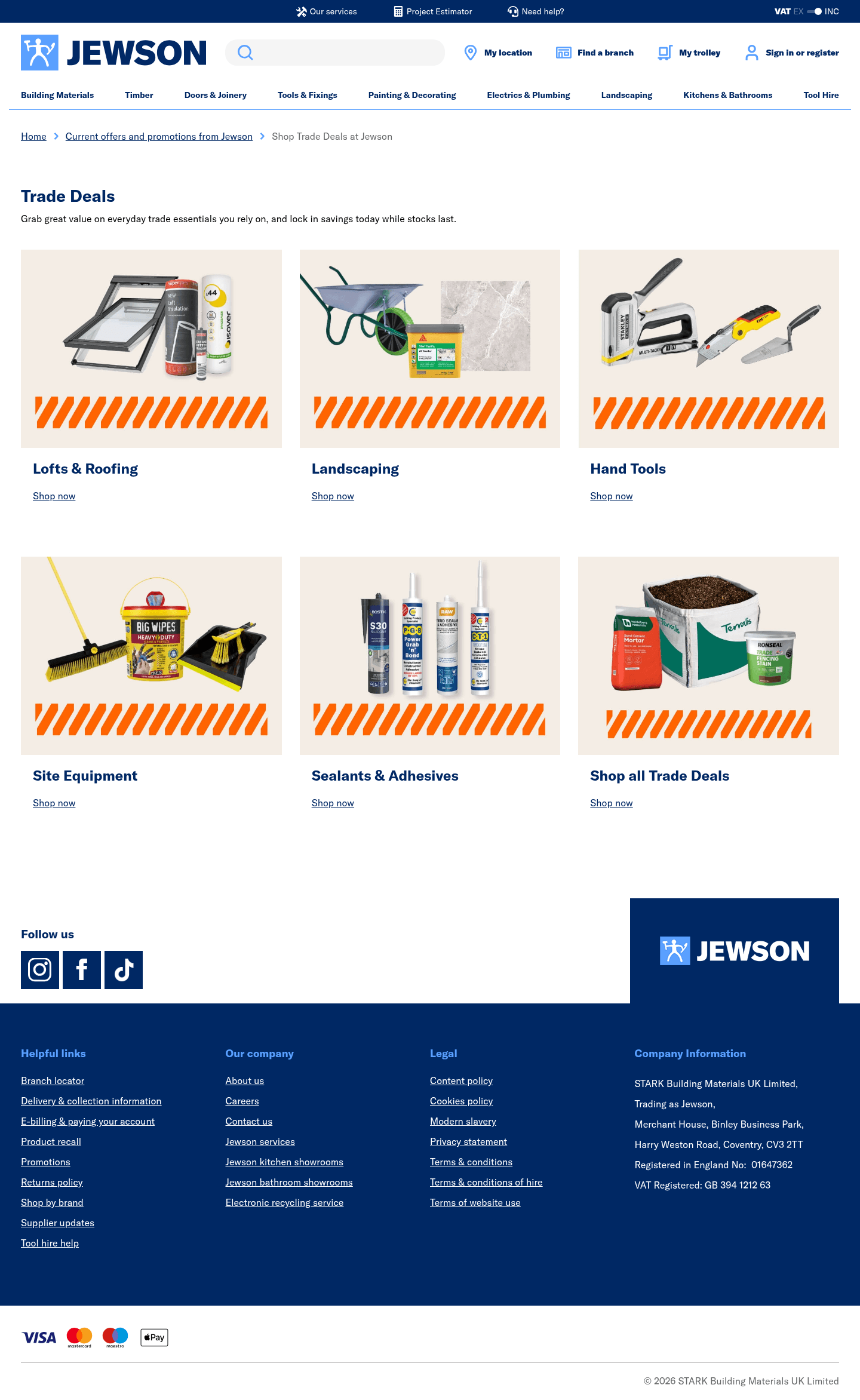 Jewson landing page