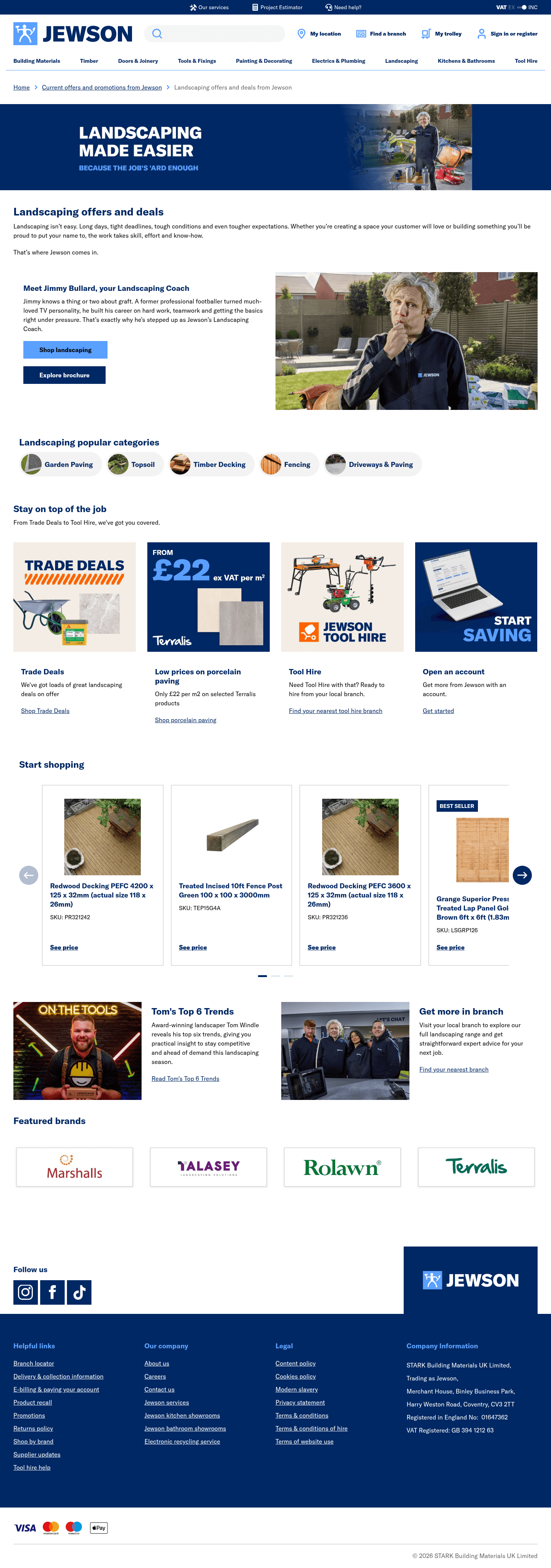 Jewson landing page