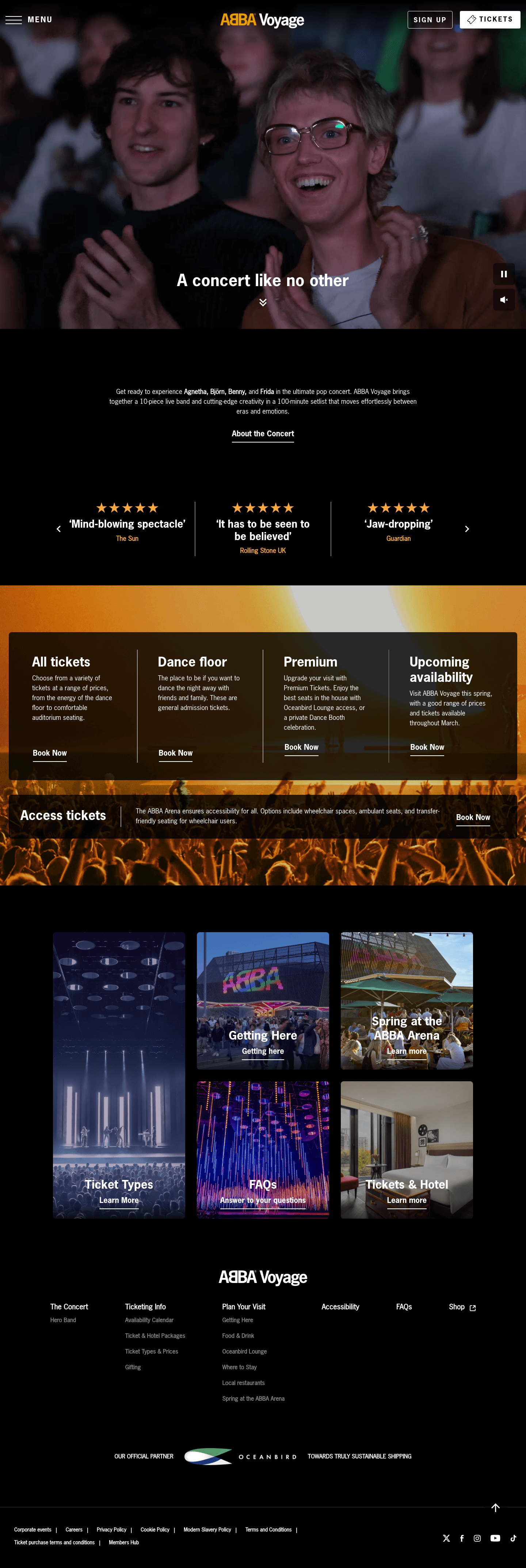 ABBA Voyage landing page