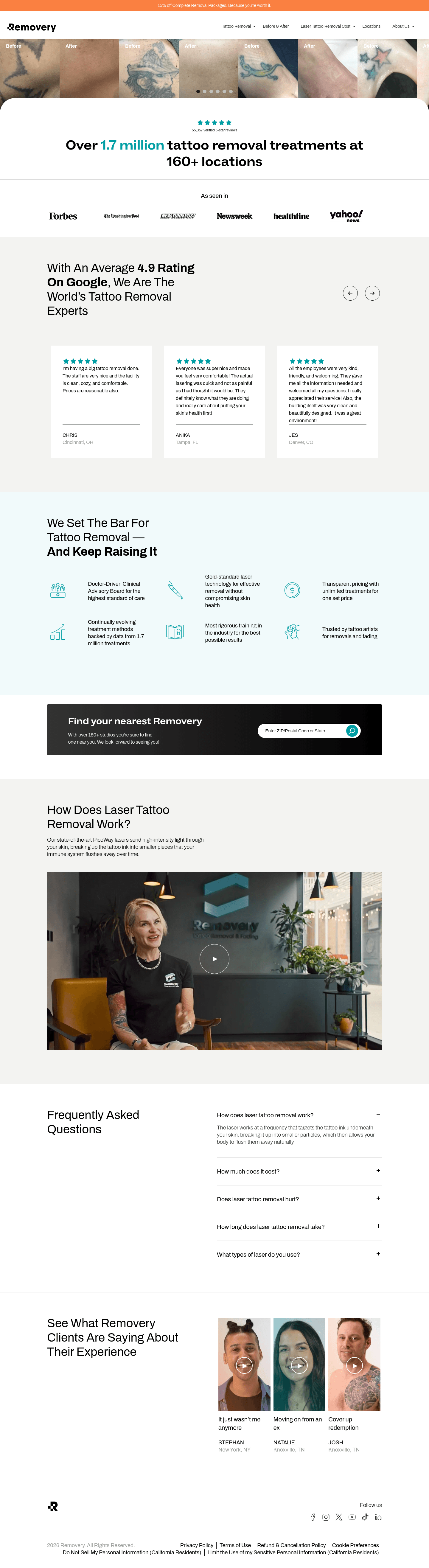 Removery landing page