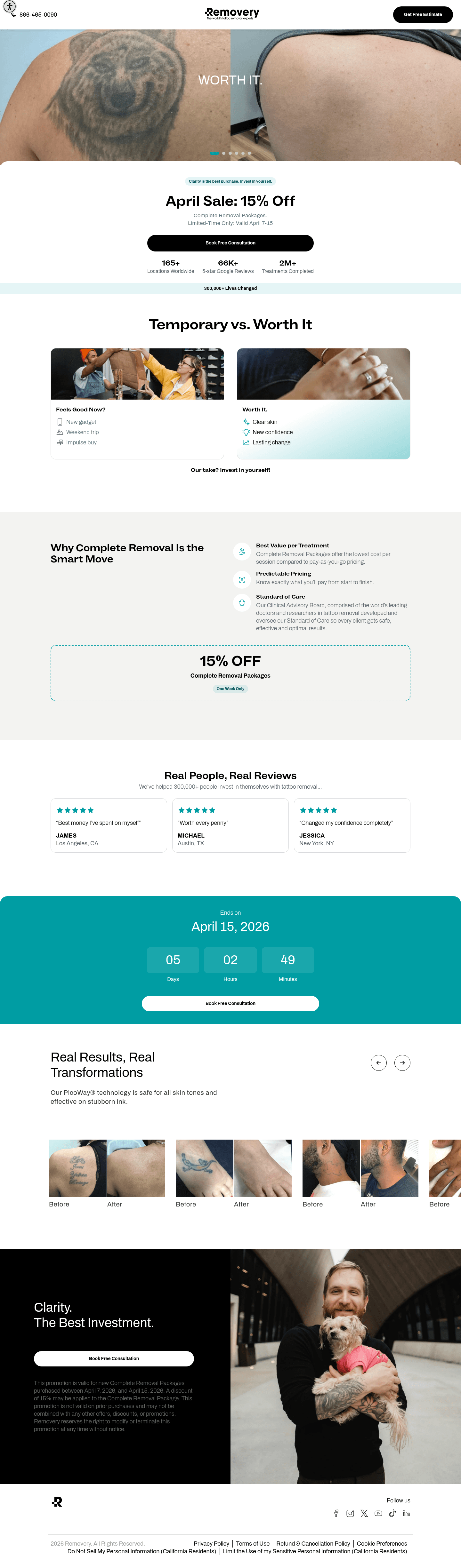 Removery landing page