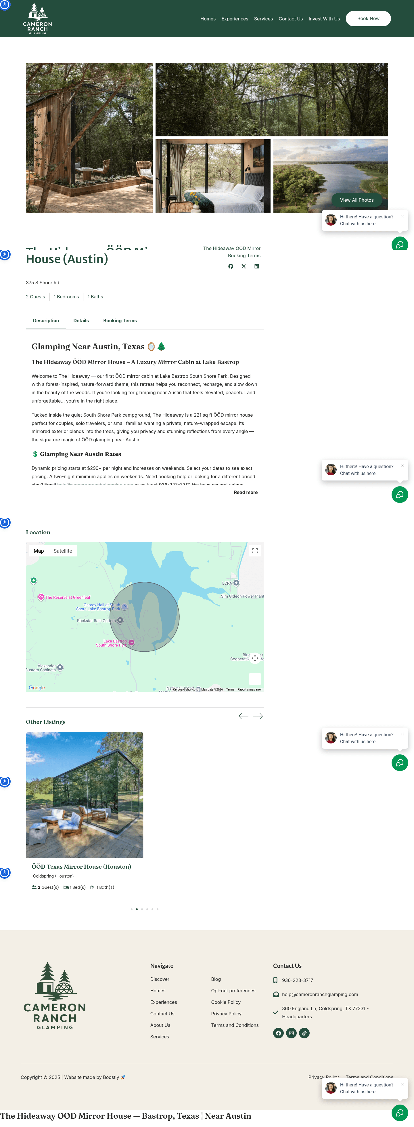 Cameron Ranch Glamping landing page