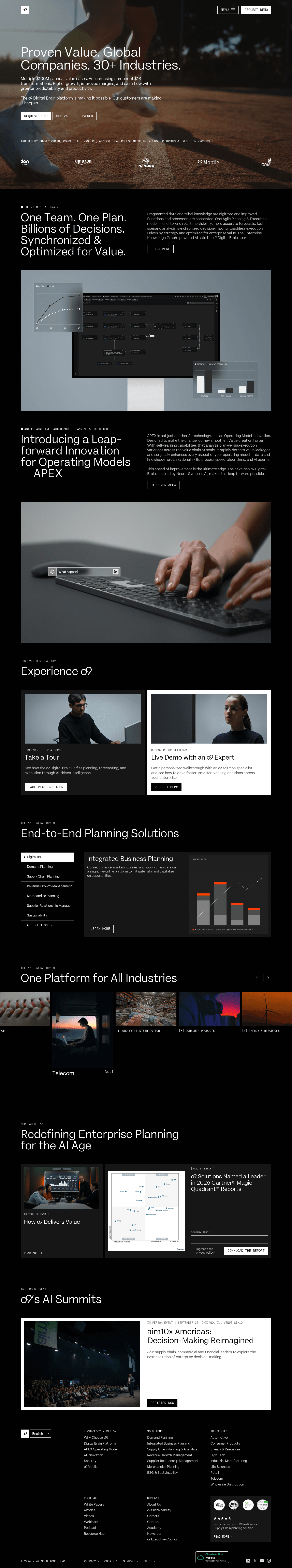 o9 Solutions landing page