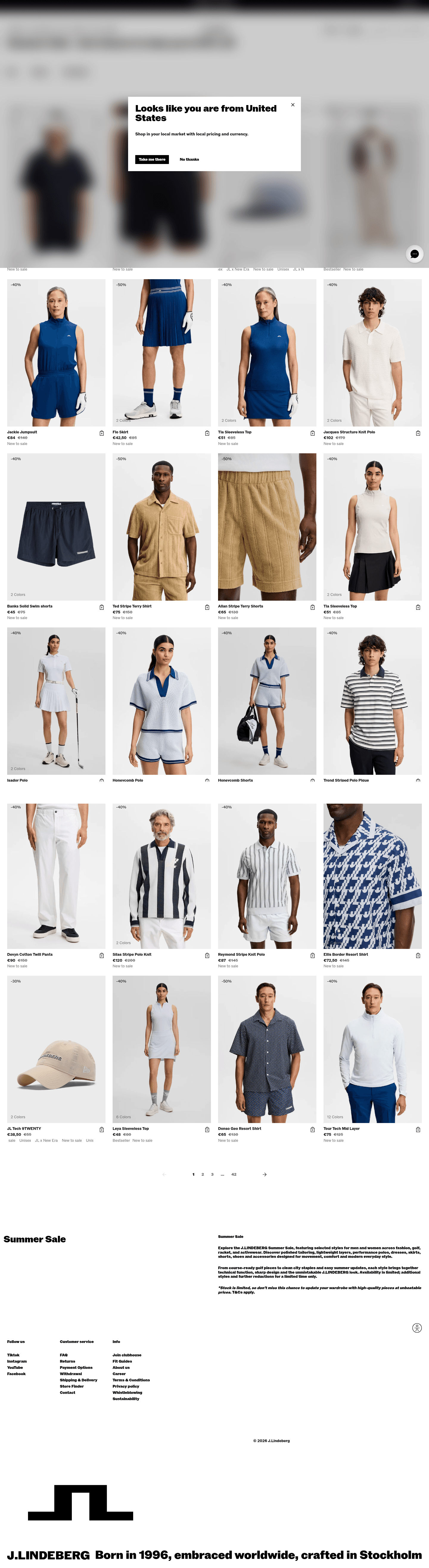 J.Lindeberg landing page
