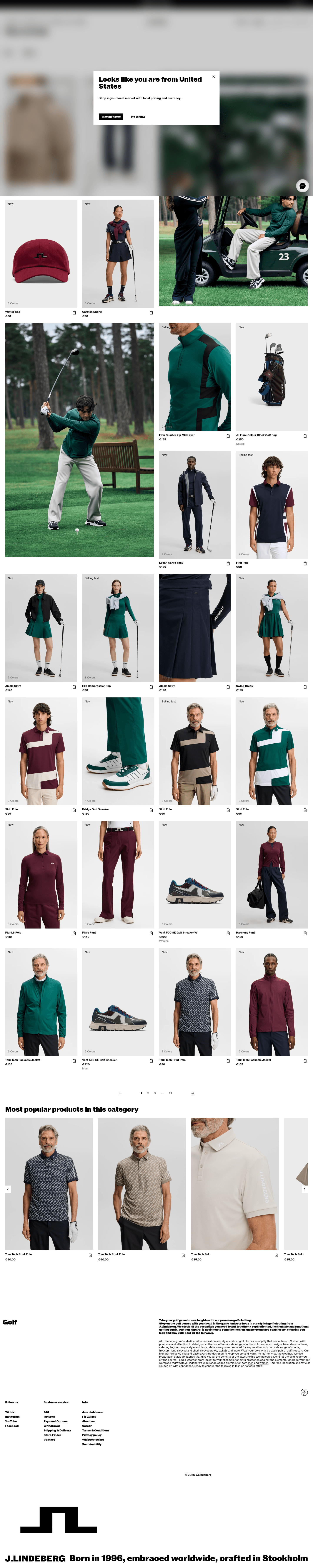J.Lindeberg landing page