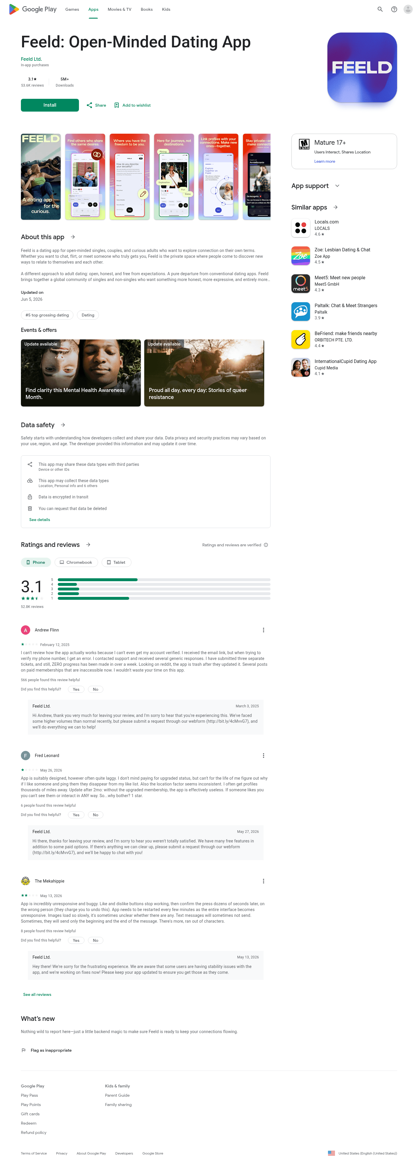 Feeld landing page