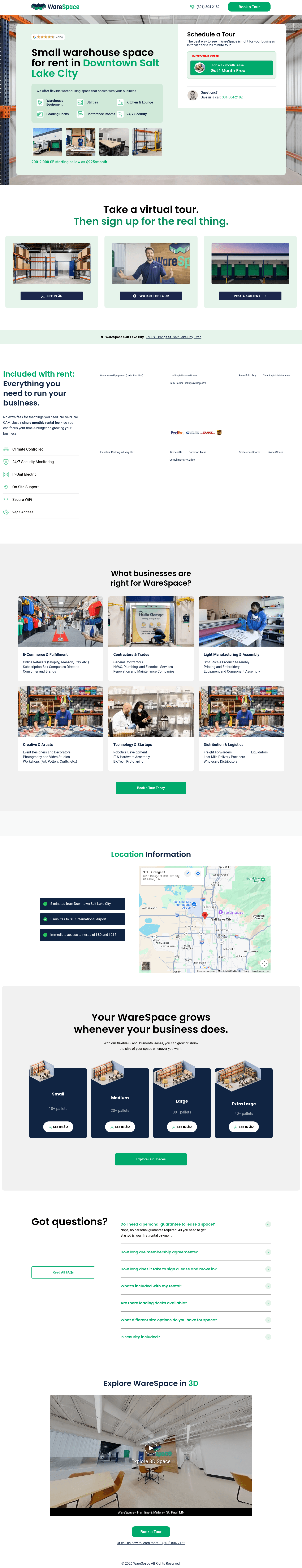 WareSpace landing page