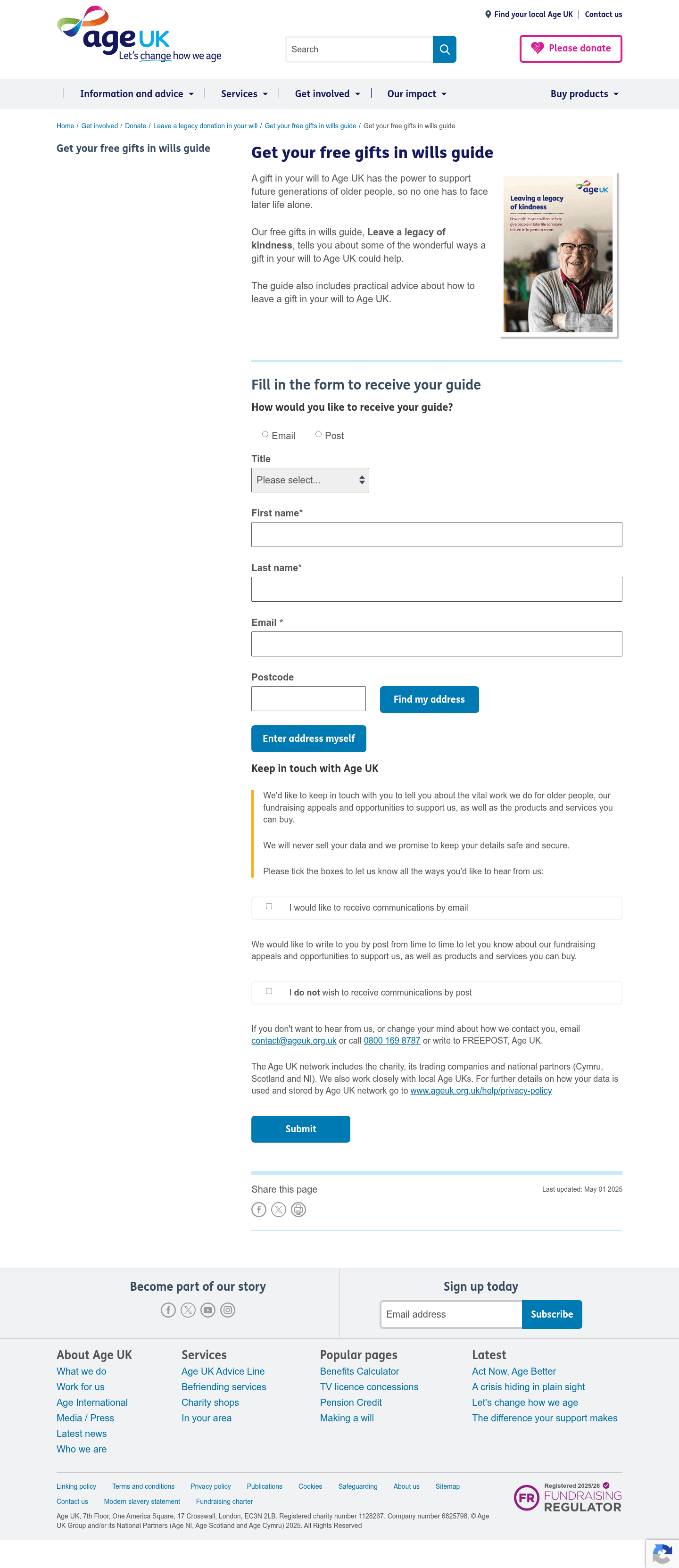 Age UK landing page