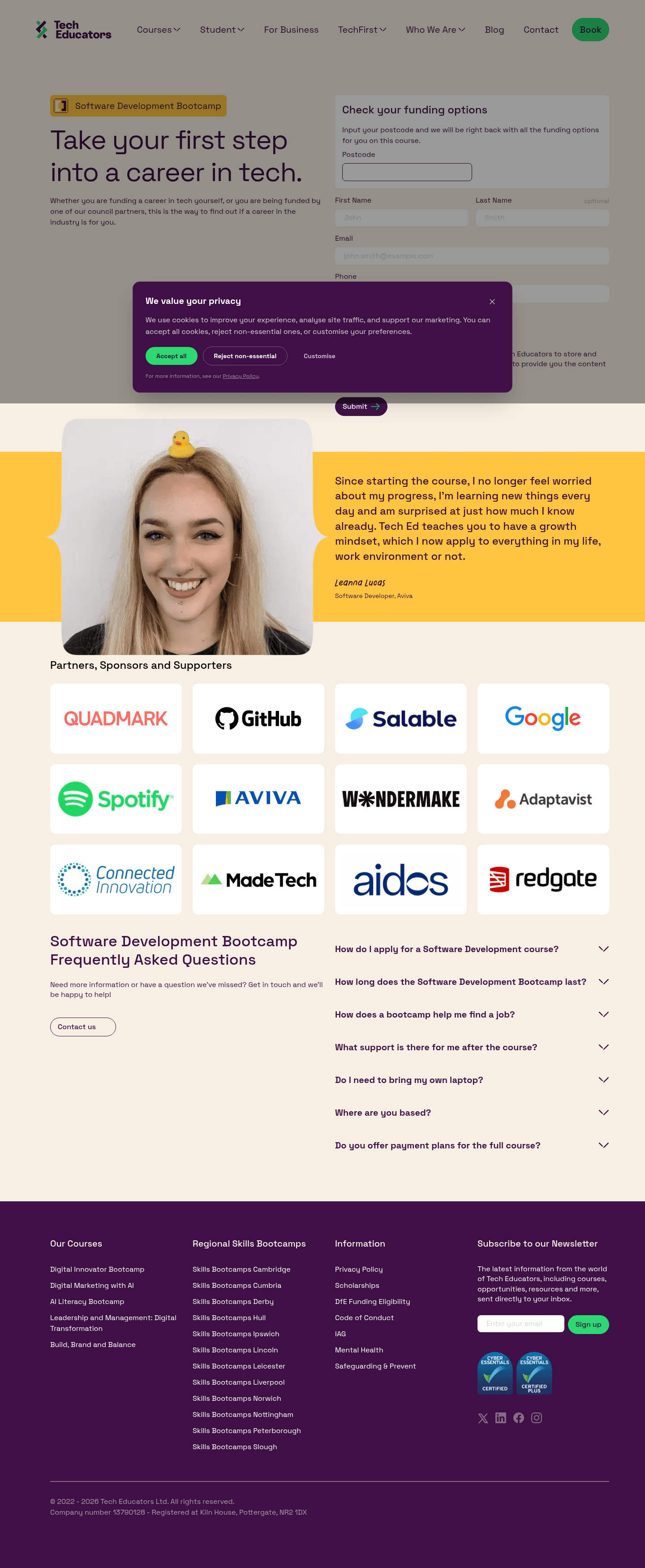Tech Educators landing page