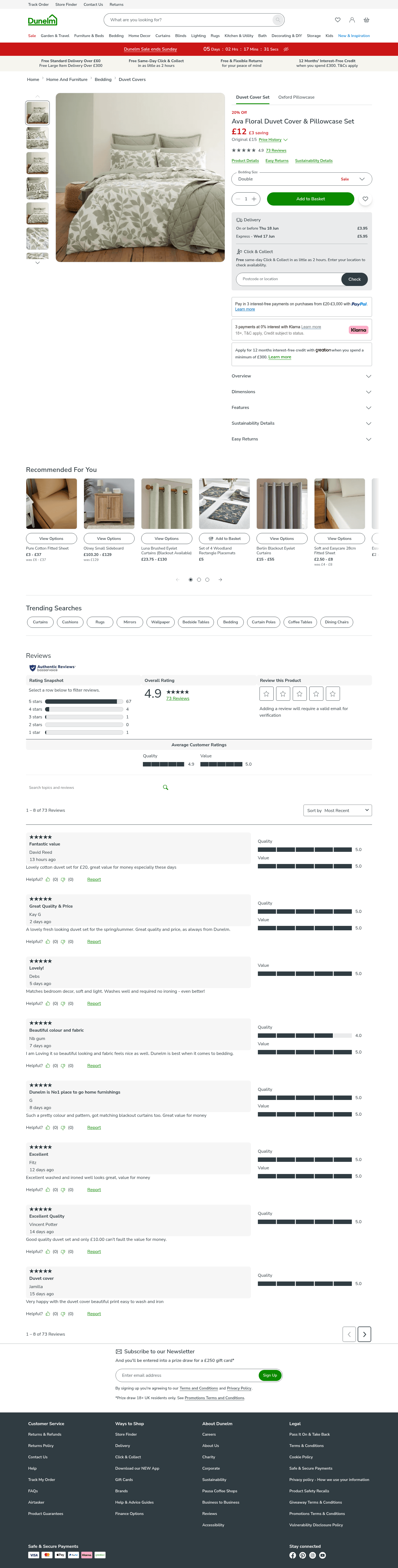 Dunelm landing page