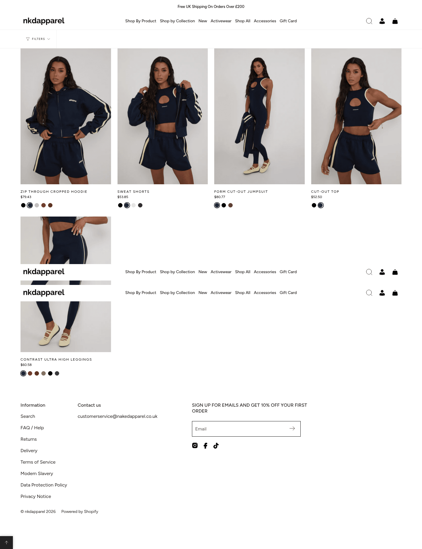 nkdapparel landing page