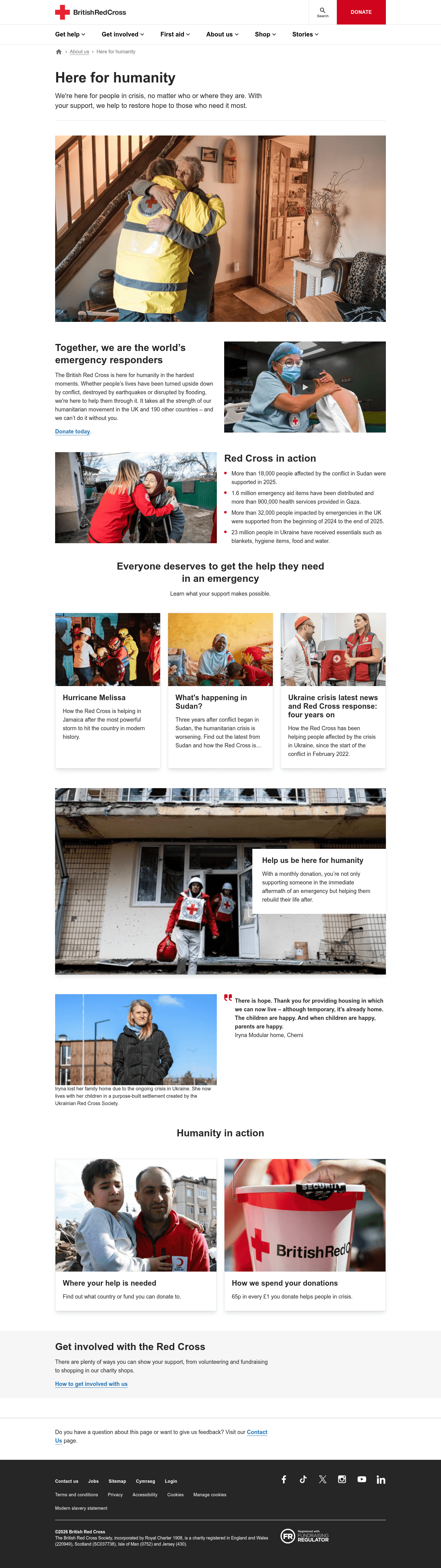 British Red Cross landing page