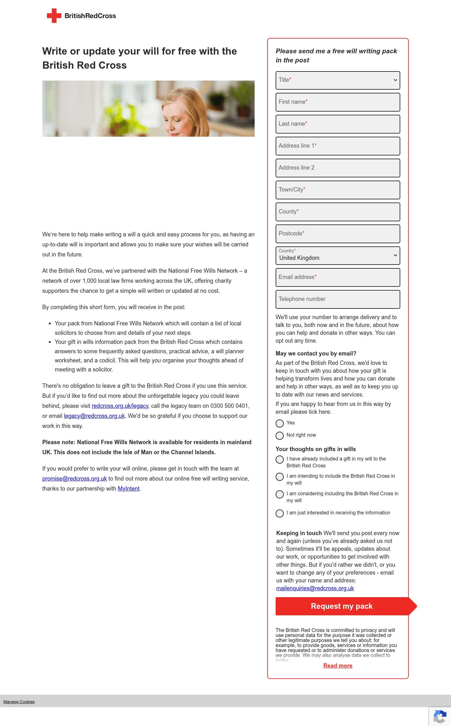 British Red Cross landing page