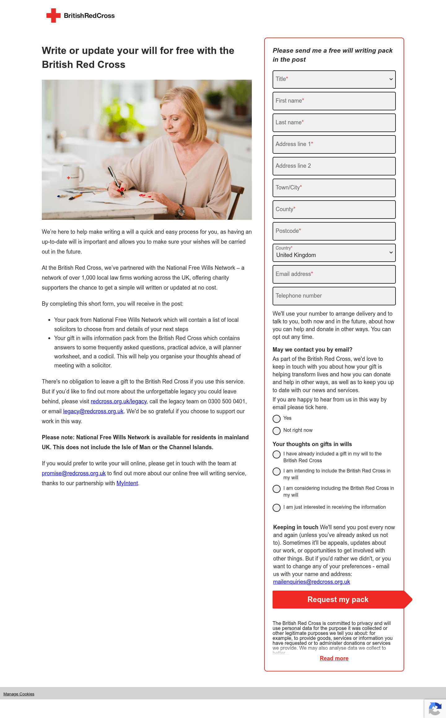 British Red Cross landing page