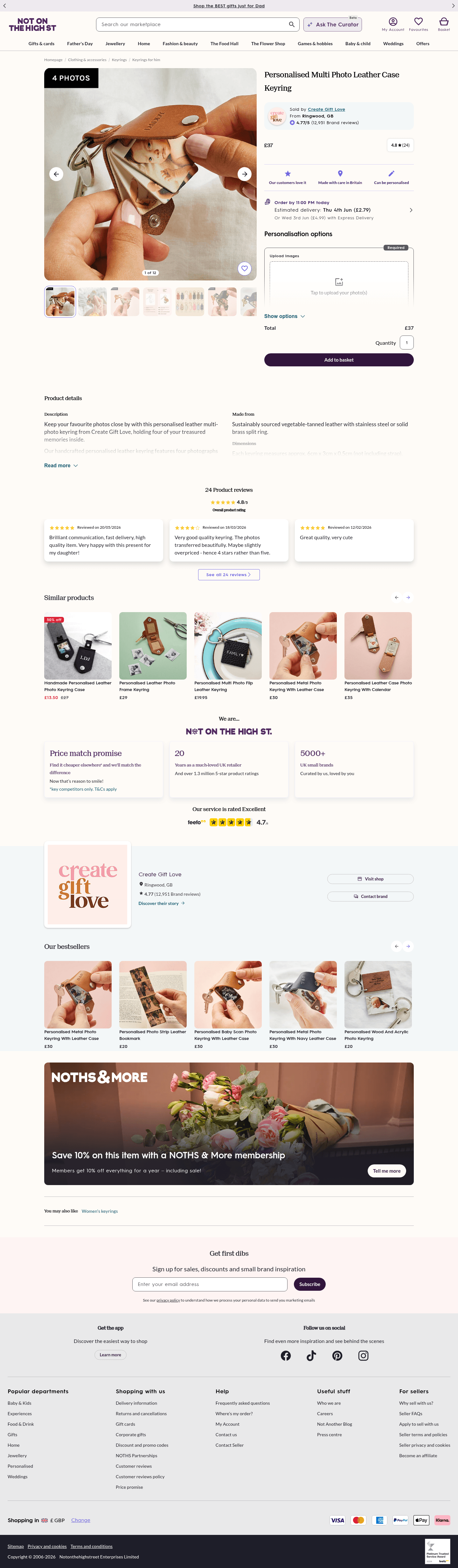 Not On The High Street landing page