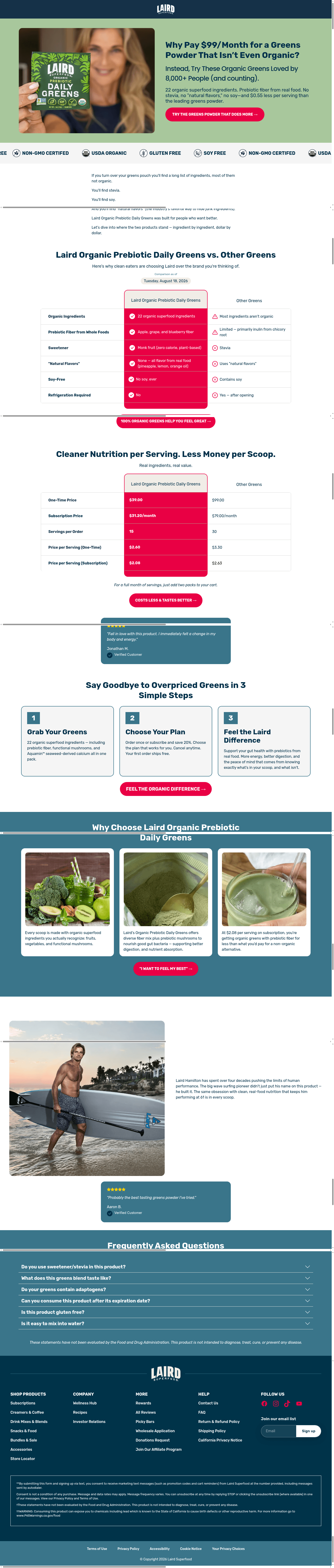 Laird Superfood landing page