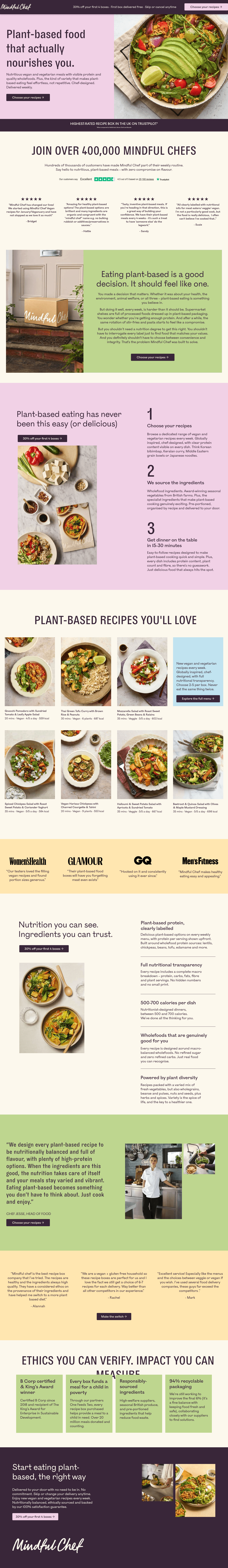 Mindful Chef | B Corp landing page