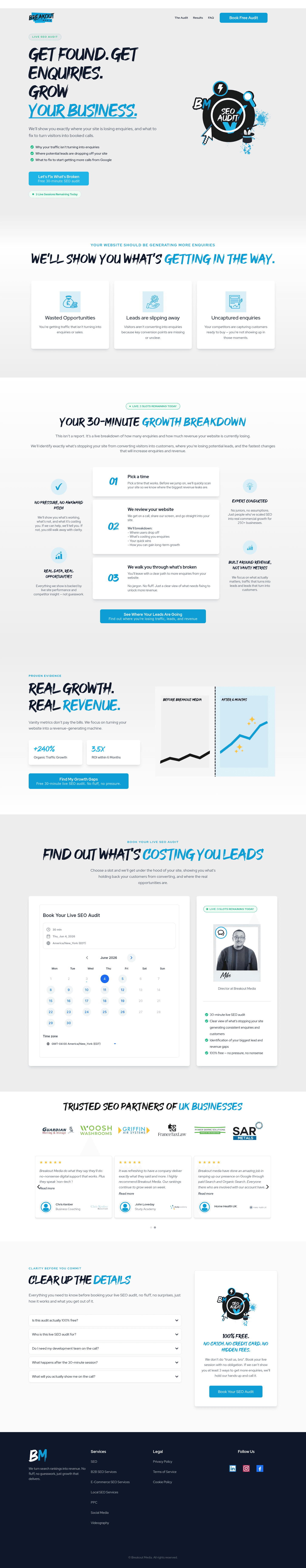 Breakout Media landing page
