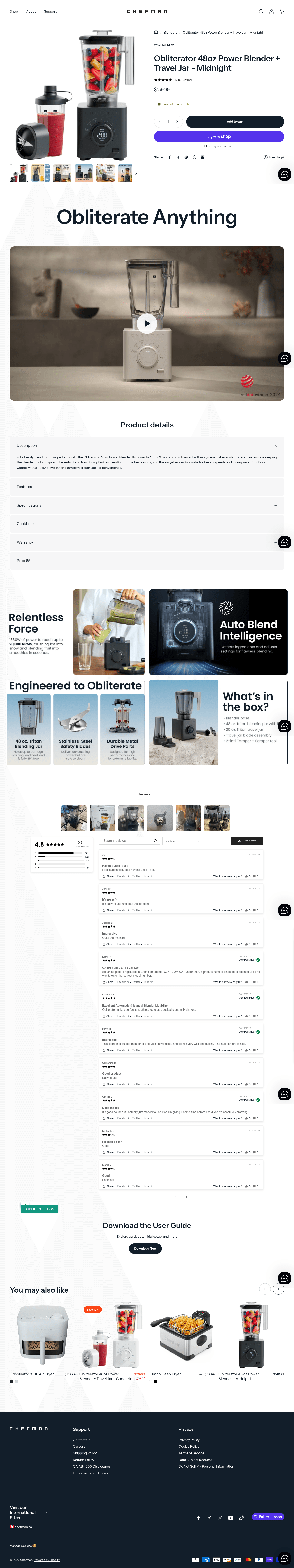 Chefman landing page