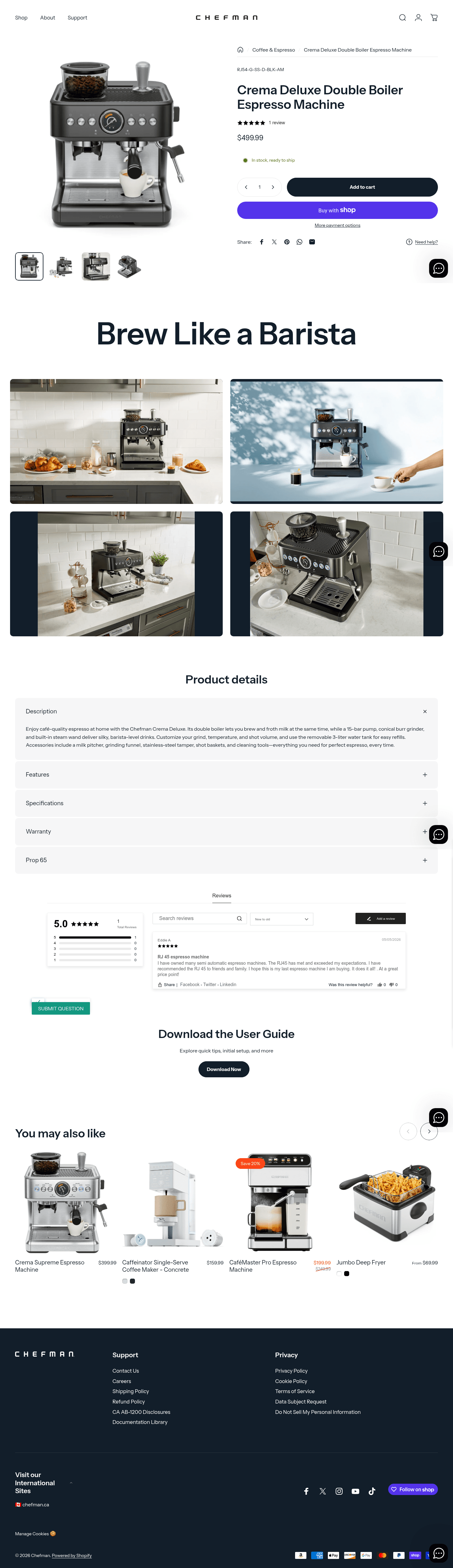 Chefman landing page