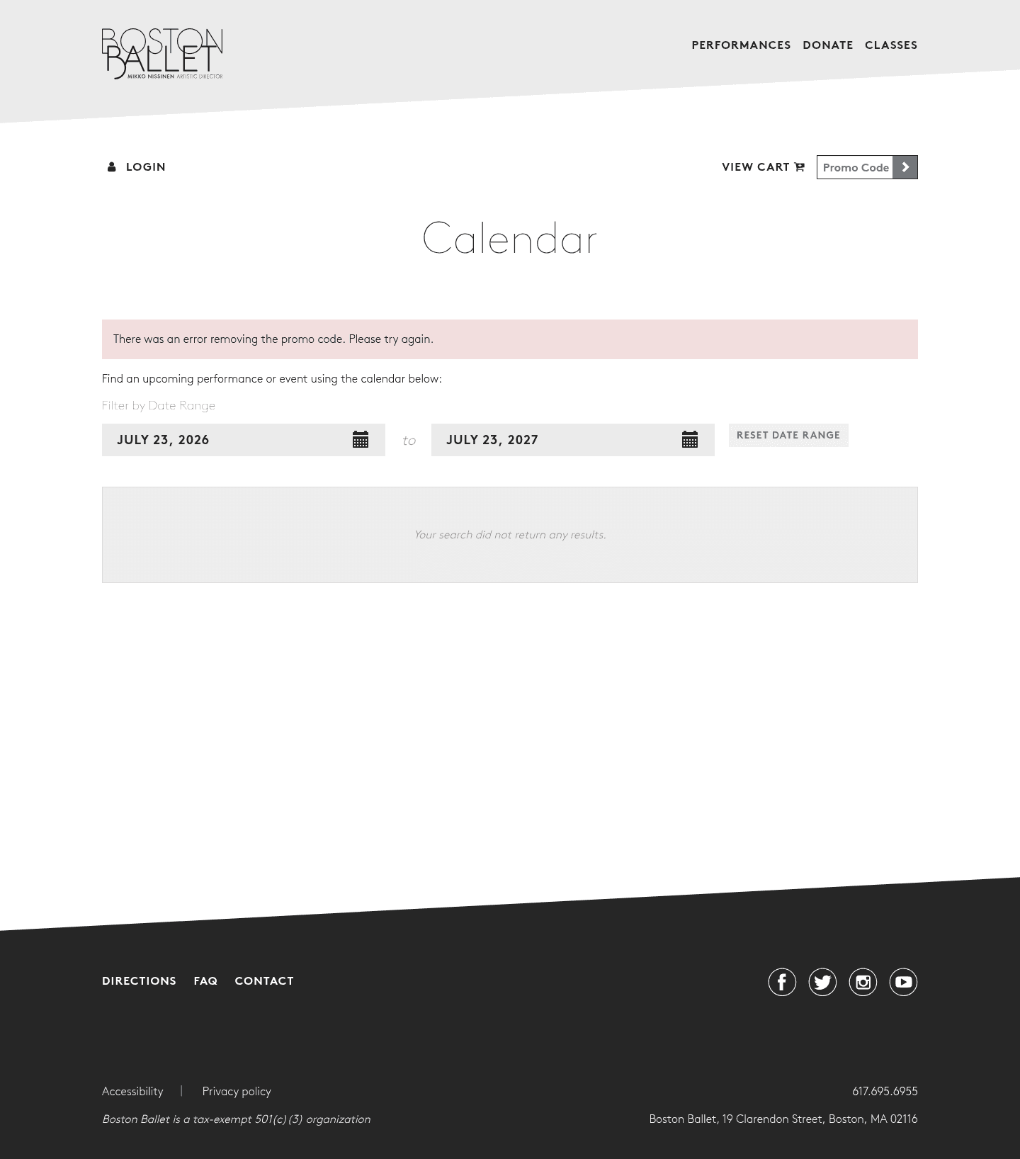 Boston Ballet landing page