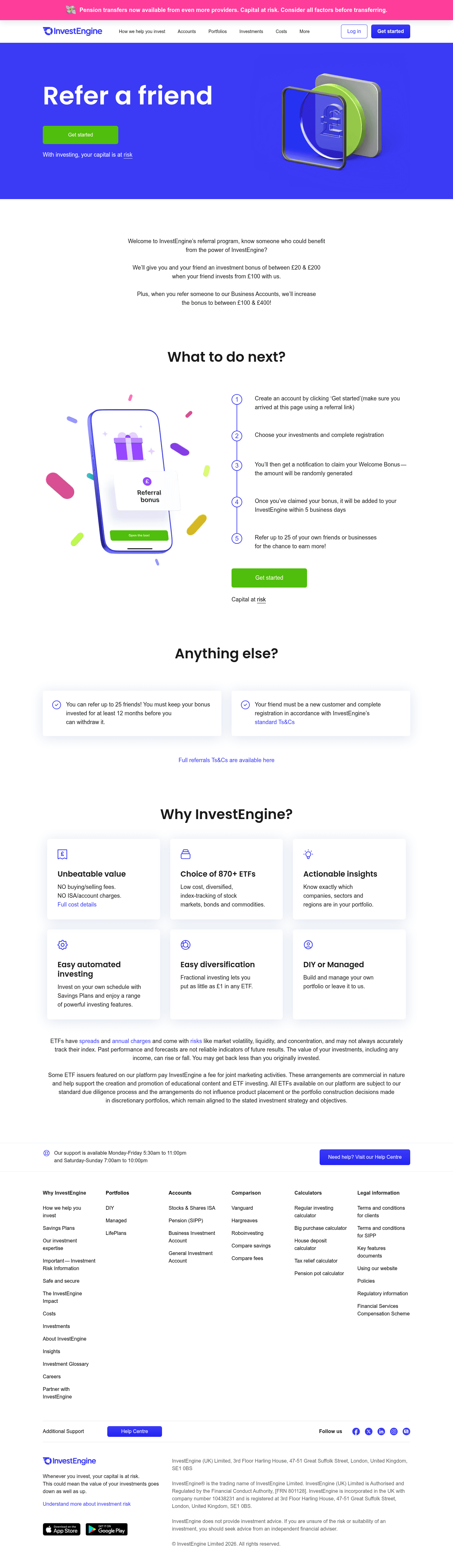 InvestEngine landing page