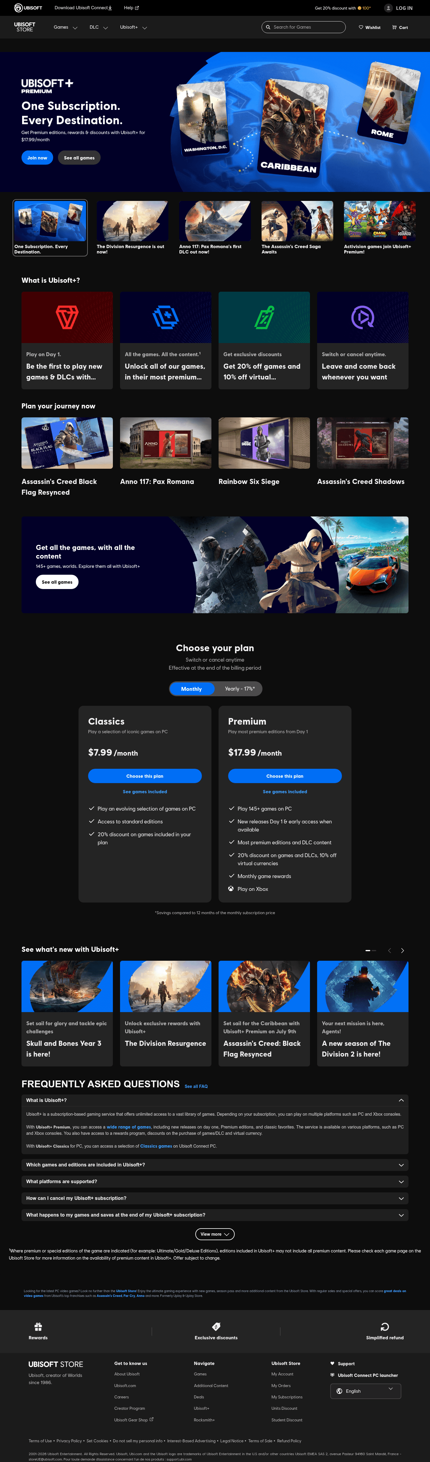 Ubisoft landing page