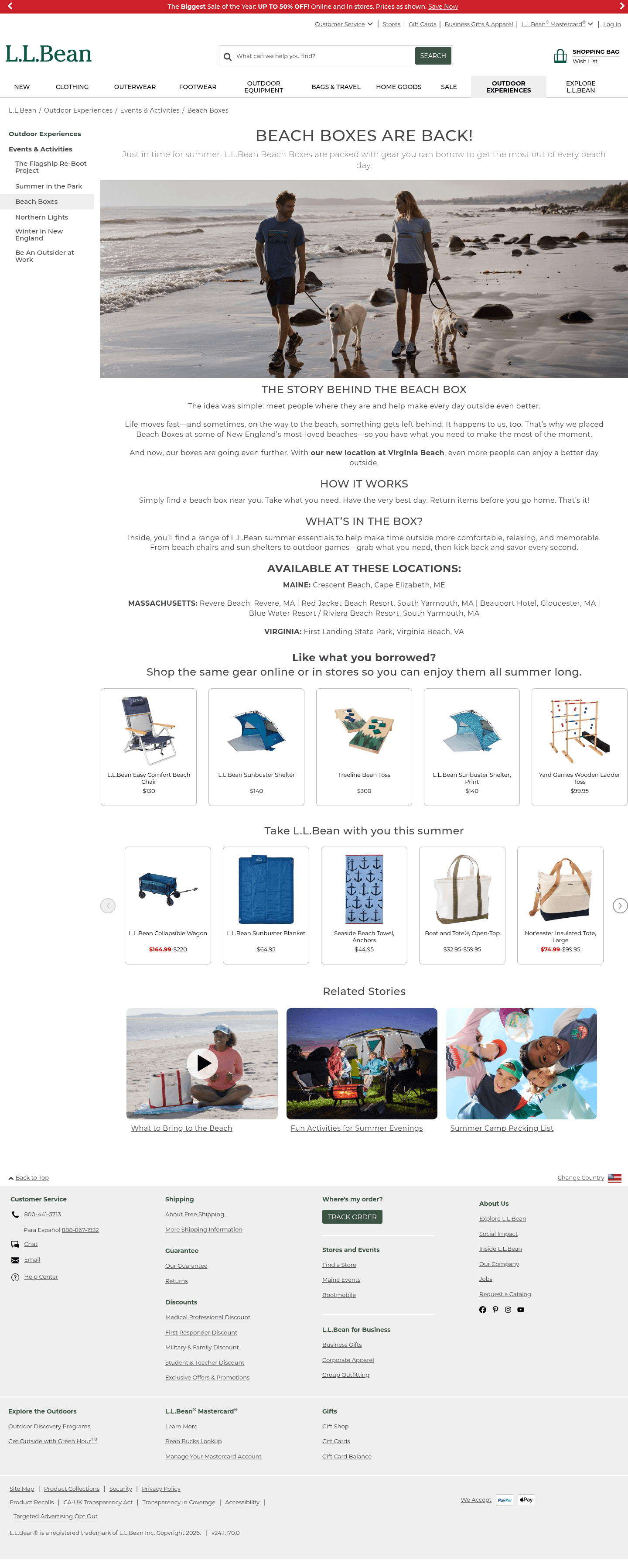 L.L. Bean, Inc. landing page