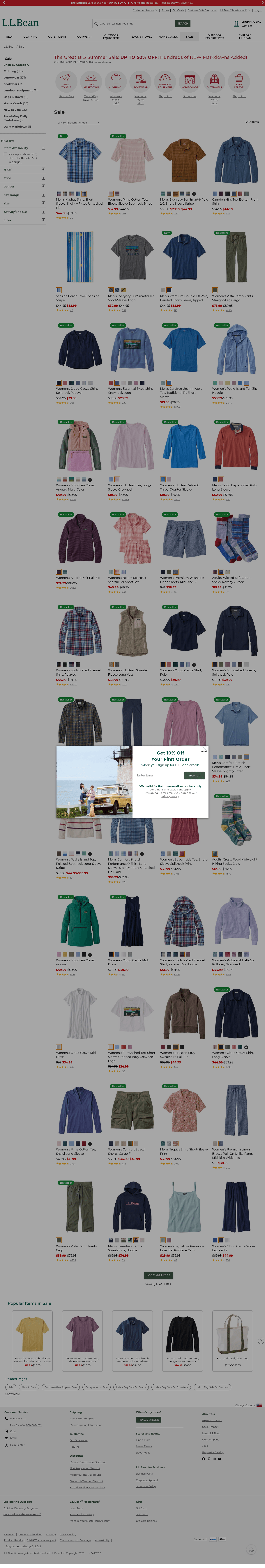 L.L. Bean, Inc. landing page