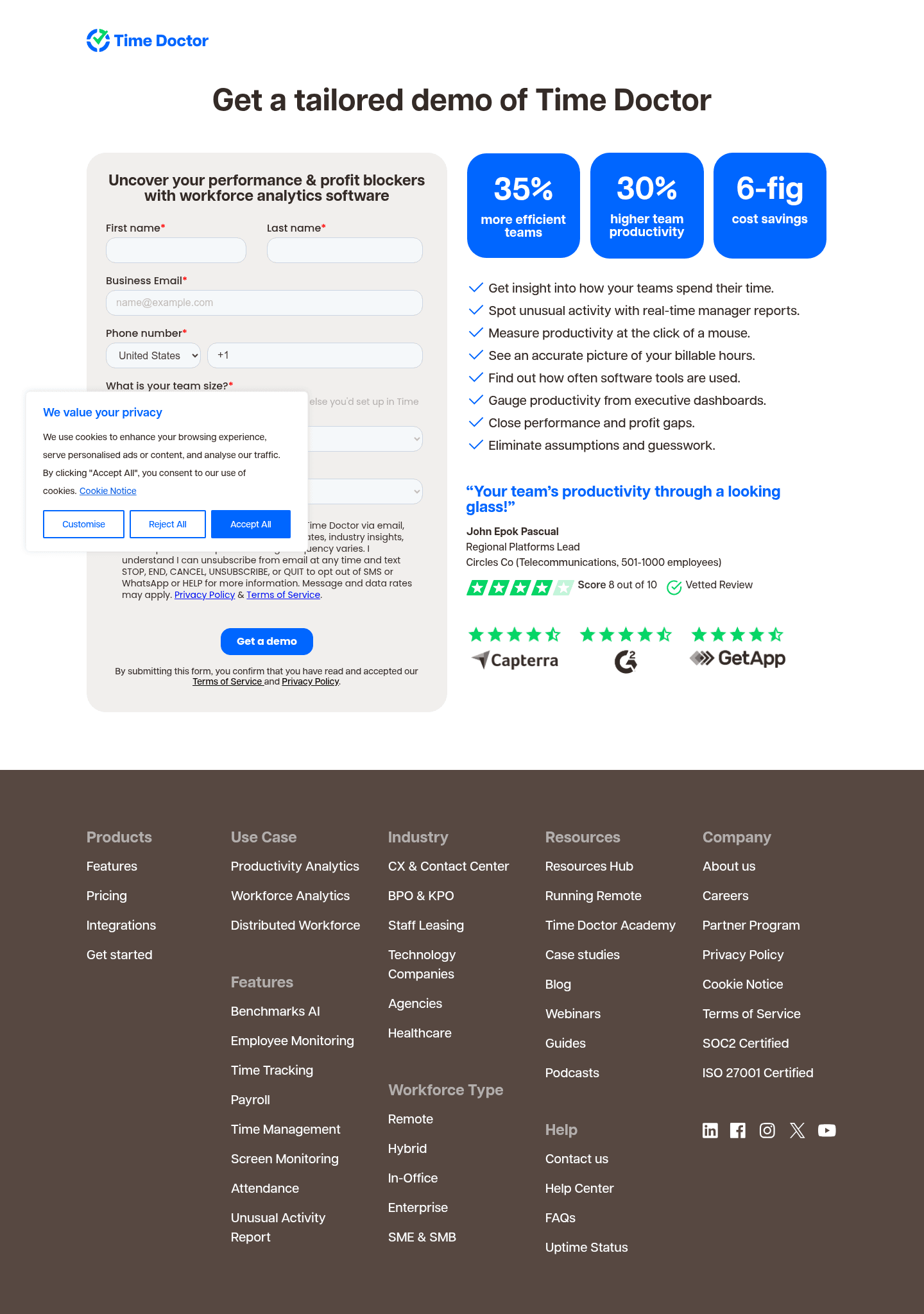 Time Doctor landing page