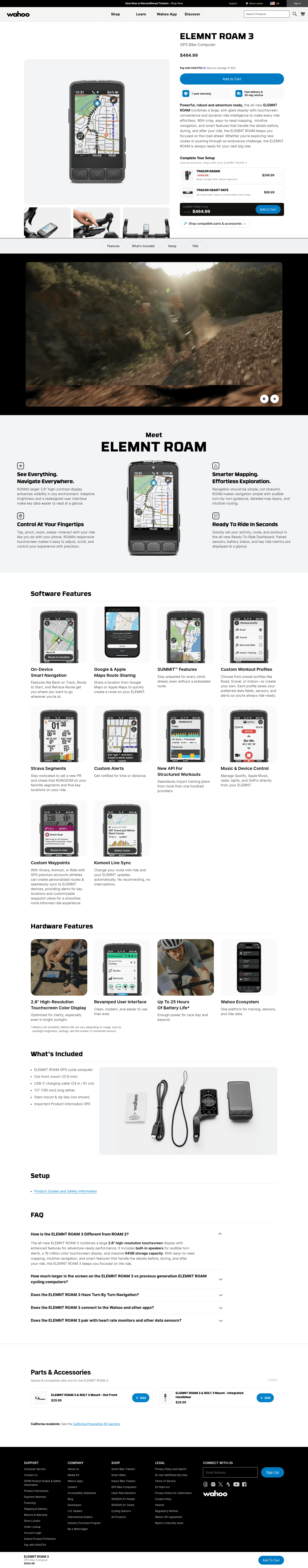Wahoo Fitness landing page