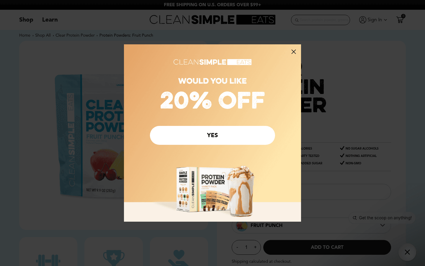 Clean Simple Eats landing page