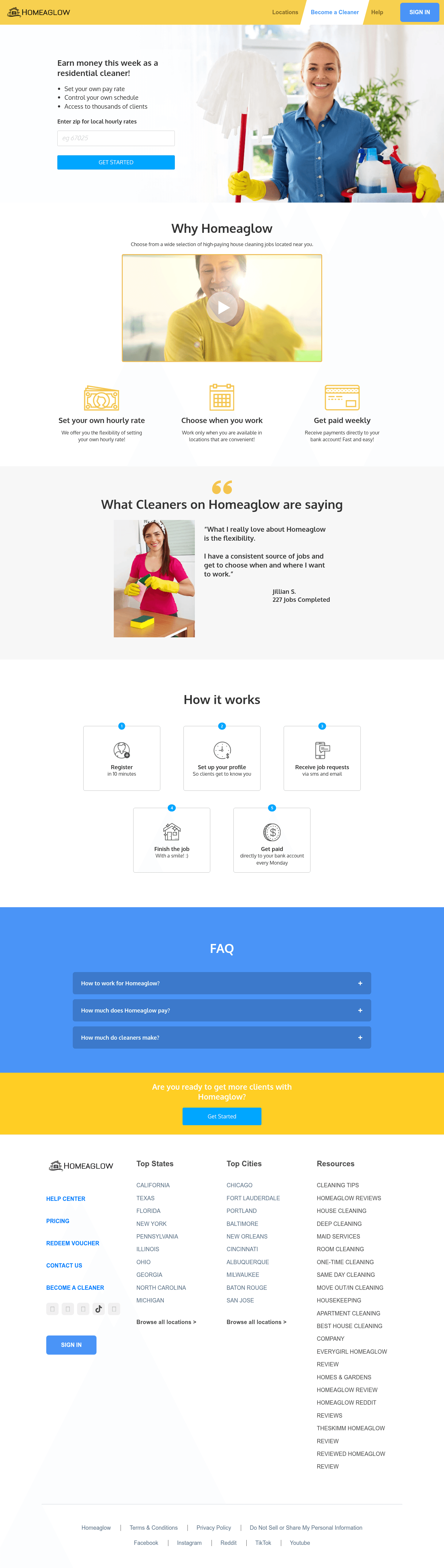 Homeaglow landing page