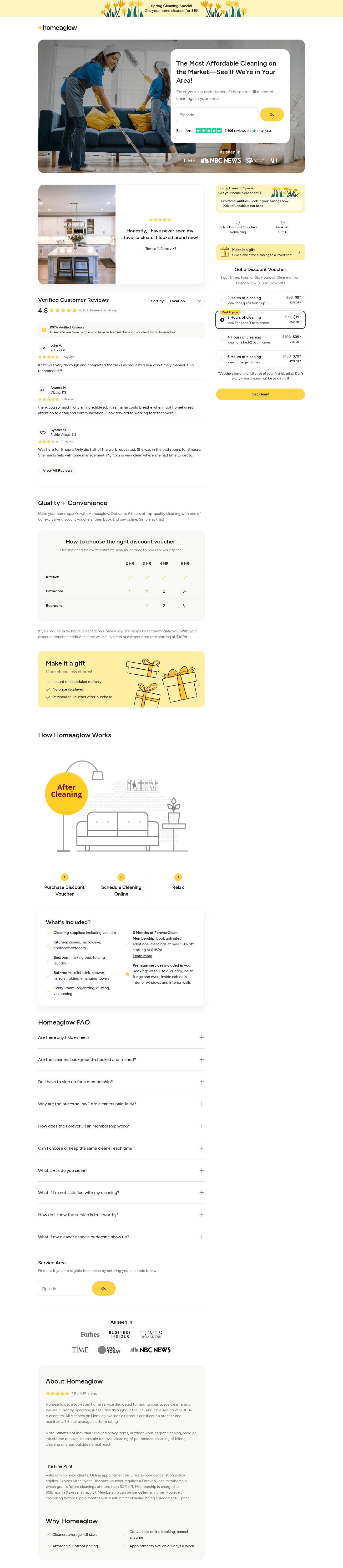 Homeaglow landing page