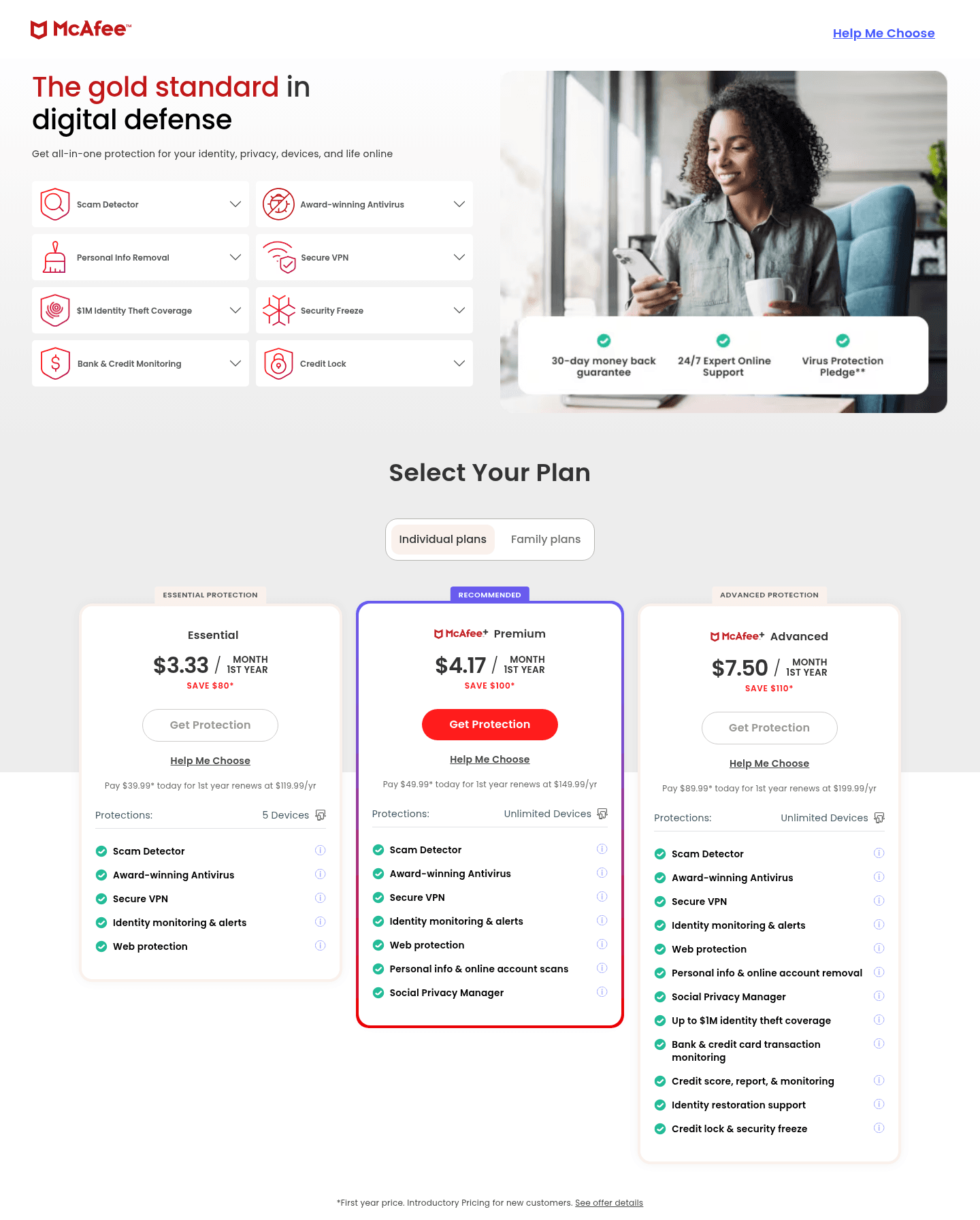McAfee MVISION landing page